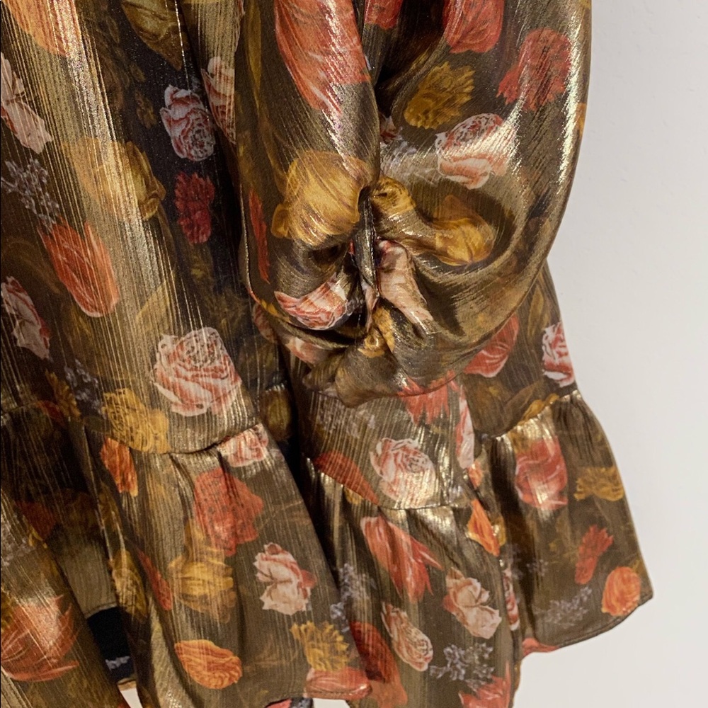 Zara Shinny Floral Print Dress SZ S - Picture 3 of 6